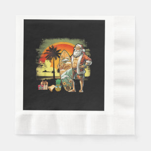 Tropical Summer Surfing Santa Claus 6 Pack Christm Napkin