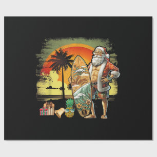 Tropical Summer Surfing Santa Claus 6 Pack Christm Wrapping Paper