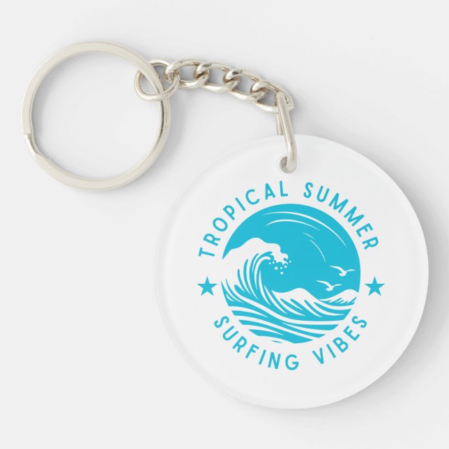 Tropical Summer Surfing Vibes Key Ring (Front)
