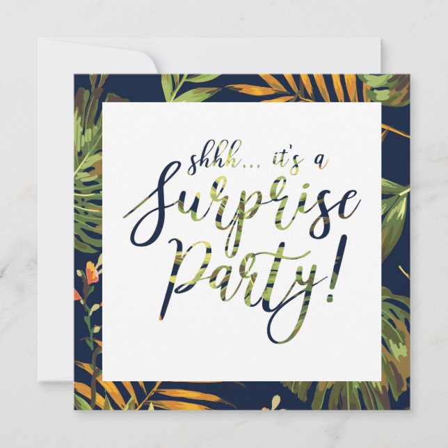 Tropical Summer Surprise Party Wedding Anniversary Invitation (Front)