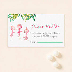 Tropical Summer Triplets Flamingo Diaper Raffle Enclosure Card