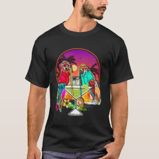 Tropical Summer Vacation Birds Parrots Drinking Ma T-Shirt