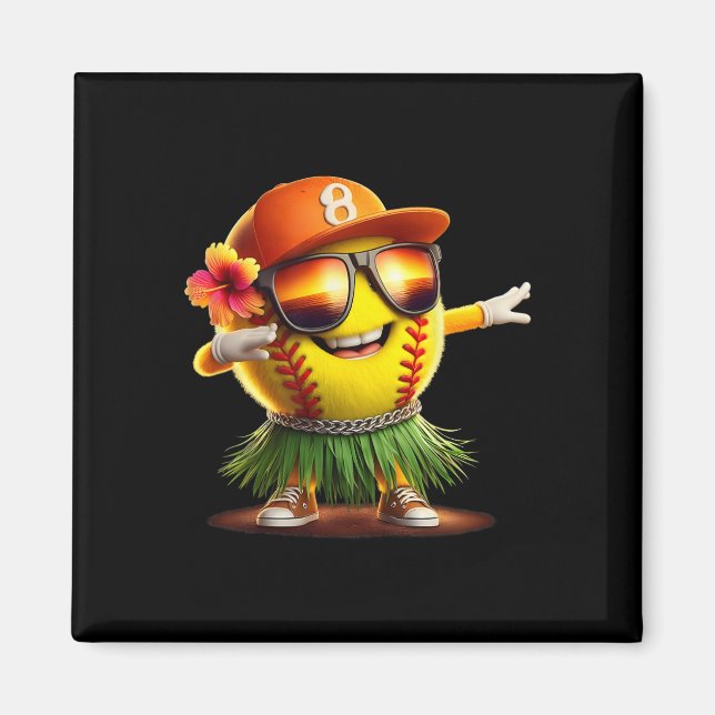 Tropical Summer Vacation Funny Hawaii Softll Ll Ha Magnet (Front)
