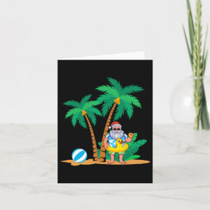Tropical Summer Vacation Funny Santa Claus Christm Card