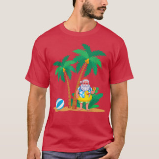 Tropical Summer Vacation Funny Santa Claus Christm T-Shirt