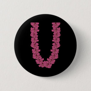 Tropical Summer Vacation Hawaiian Flower Chain Lei 6 Cm Round Badge