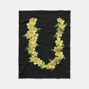 Tropical Summer Vacation Hawaiian Flower Chain Lei Fleece Blanket