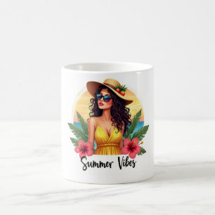 Tropical Summer Vibes Fashion Girl Mug