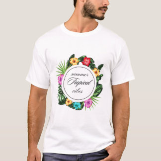 Tropical Summer Vibes: Floral Circle Design T-Shirt