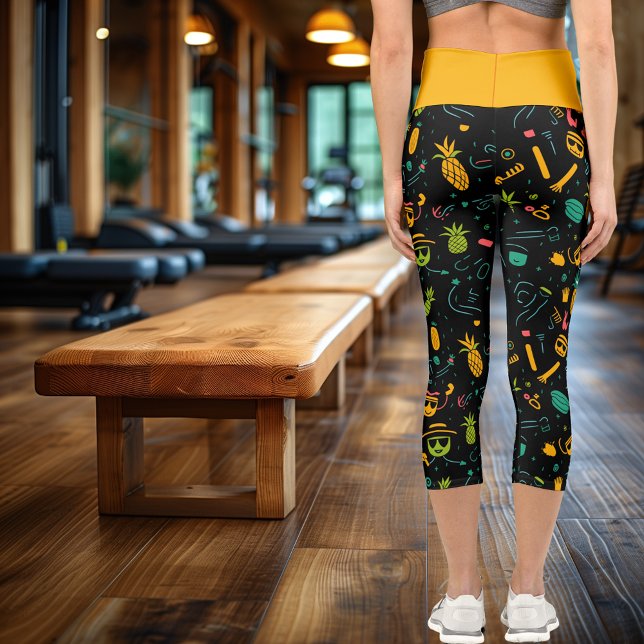 Tropical Summer Vibes Pattern - Fun and Colorful Capri Leggings (Creator Uploaded)