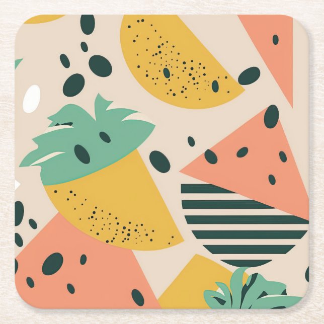 Tropical & Summer Vibes Square Paper Coaster (Front)