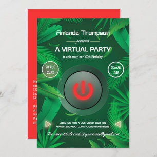 Tropical Summer Virtual Birthday Party Invitation