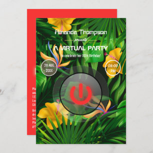 Tropical Summer Virtual Birthday Party Invitation