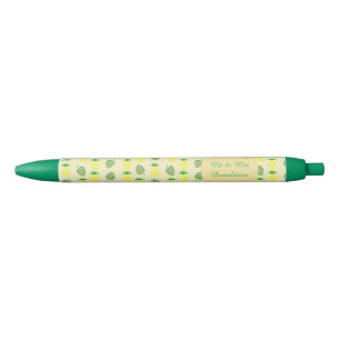 Tropical Summer Wedding Pineapple and Palm Leaves Black Ink Pen