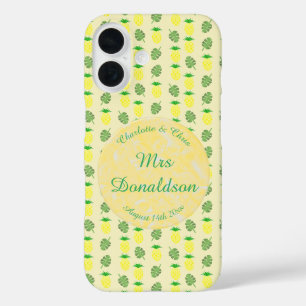 Tropical Summer Wedding Pineapple and Palm Leaves iPhone 16 Case