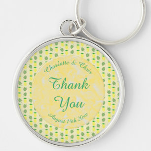 Tropical Summer Wedding Pineapple and Palm Leaves Key Ring