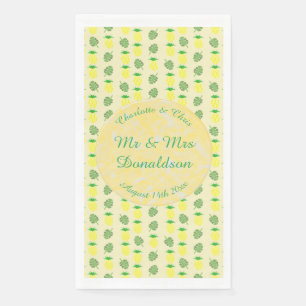 Tropical Summer Wedding Pineapple and Palm Leaves Napkin