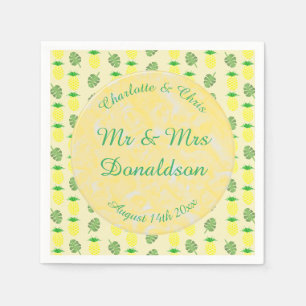 Tropical Summer Wedding Pineapple and Palm Leaves Napkin
