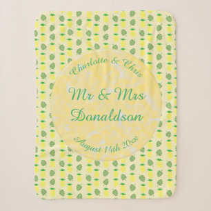 Tropical Summer Wedding Pineapple and Palm Leaves Sherpa Blanket