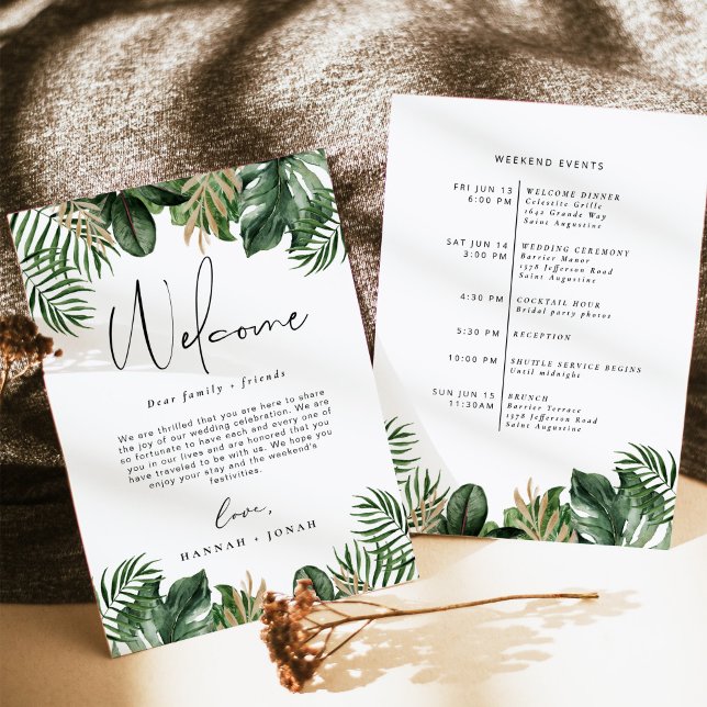 Tropical Summer Wedding program Welcome Bag card (Creator Uploaded)