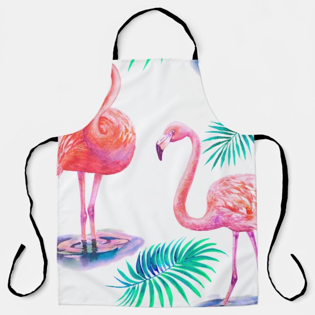 Tropical summer with flamingos palm leaves and exo apron (Front)