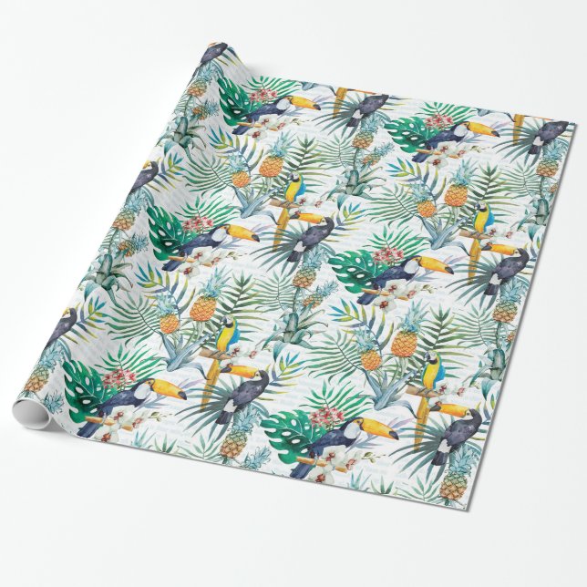 Tropical Summer Wrapping Paper (Unrolled)
