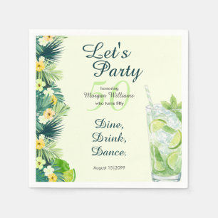 Tropical Summer Yellow Cocktail 50th Birthday Napkin