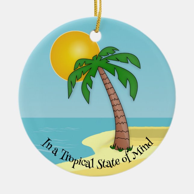 Tropical Sun Design Ceramic Ornament (Front)