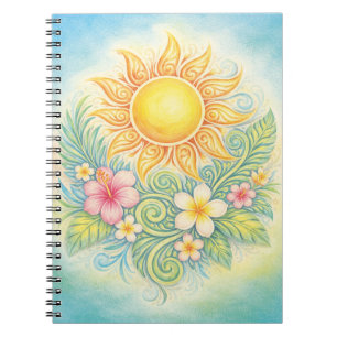 Tropical Sun with Pink Hibiscus and Plumeria Notebook