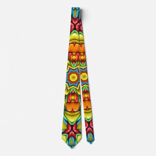 Tropical Sunburst Vintage Fractal Kaleidoscope Tie (Front)