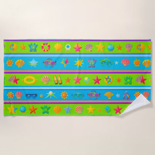🌊 Tropical Sunny Beach Elements Design 🌞 Towel