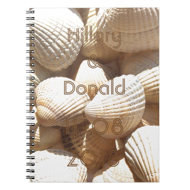 Tropical Sunny Exotic Sea Shells Bridal Names Date Notebook (Front)