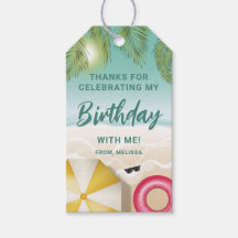 Tropical Sunny Teal Sand Beach Birthday Thank You