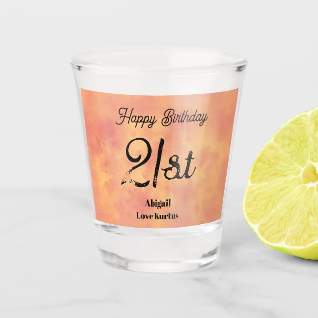 Tropical Sunrise 21st Shot Glass  (Front)