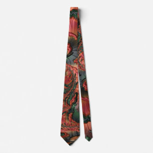 Tropical Sunrise Fractal Abstract Landscape Tie
