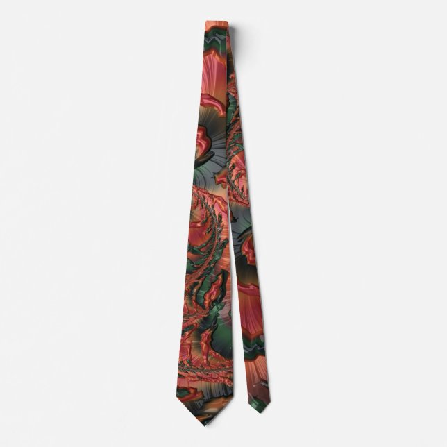 Tropical Sunrise Fractal Abstract Landscape Tie (Front)