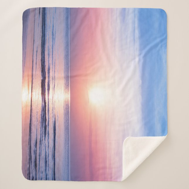 Tropical Sunrise: Sea, Sky, Serenity Sherpa Blanket (Front)