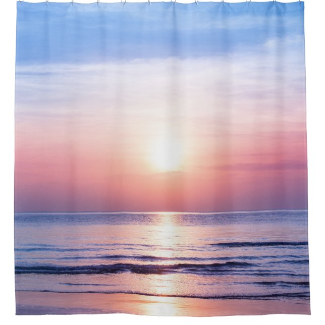 Tropical Sunrise: Sea, Sky, Serenity Shower Curtain (Front)