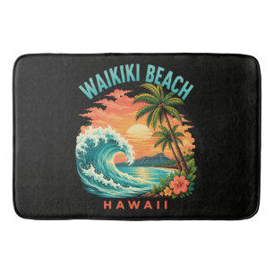 Tropical Sunset at Waikiki Beach Hawaii Bath Mat