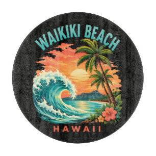 Tropical Sunset at Waikiki Beach Hawaii Cutting Board