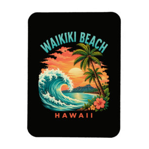 Tropical Sunset at Waikiki Beach Hawaii Magnet
