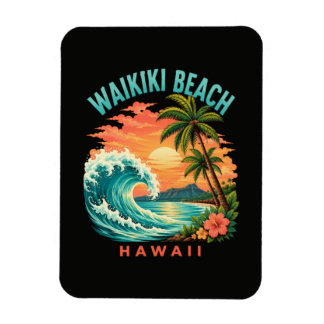 Tropical Sunset at Waikiki Beach Hawaii Magnet
