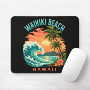Tropical Sunset at Waikiki Beach Hawaii Mouse Mat