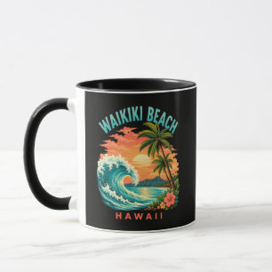 Tropical Sunset at Waikiki Beach Hawaii Mug