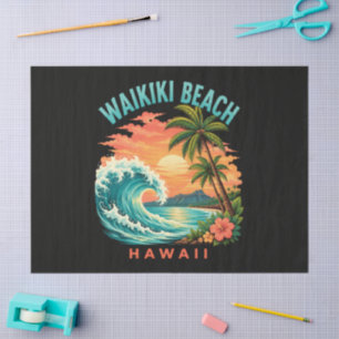 Tropical Sunset at Waikiki Beach Hawaii Tissue Paper