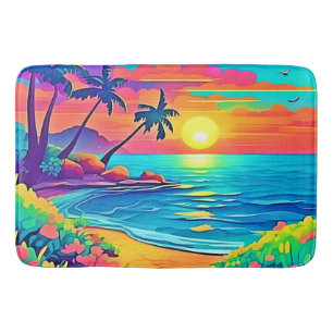 Tropical Sunset Beach Bath Mat