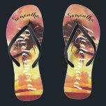 Tropical Sunset Beach Bridesmaid Personalised Flip Flops<br><div class="desc">Beach Wedding Favours Flip Flops - the best favour for your guests!  To change the text,  use the personalise option. For more extensive text changes such as changes to the font,  font colour,  or text layout,  choose the customise option.</div>