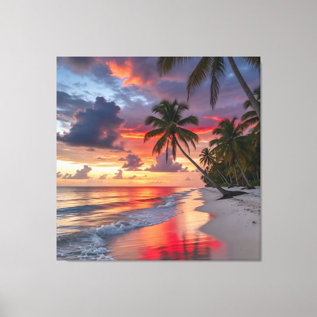 tropical sunset beach canvas print (Front)