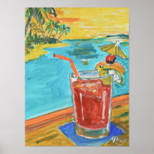 Tropical Sunset Beach Cocktail Poster