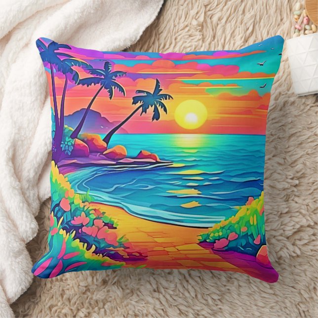 Tropical Sunset Beach Cushion (Blanket)